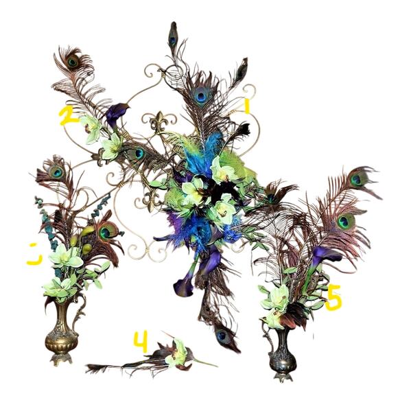 Peacock~Ostrich~Orchid~Calla Lily Wed Home Decor - Picture 1 of 8